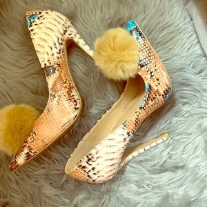 Pointy  Multi color snake skin Stiletto heels